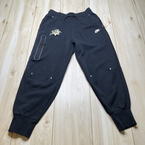 Nike Tech Fleece Sweatpants Jogger Zipper Pockets Logo Black Mens Size Medium - Picture 1 of 13